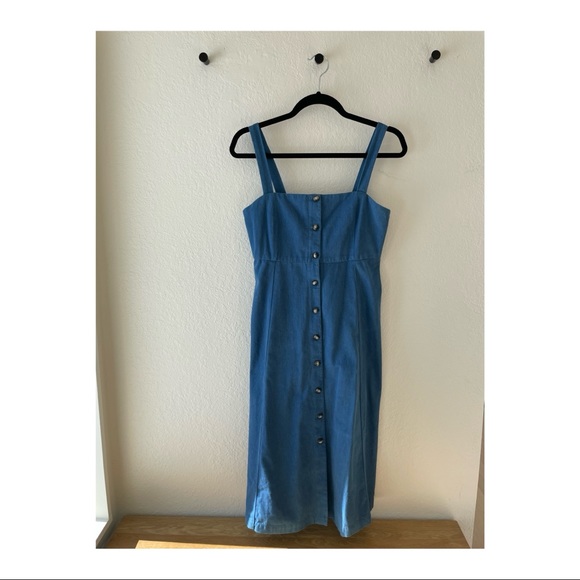 Sezane Button Front Loda Dress in Denim - Picture 1 of 4